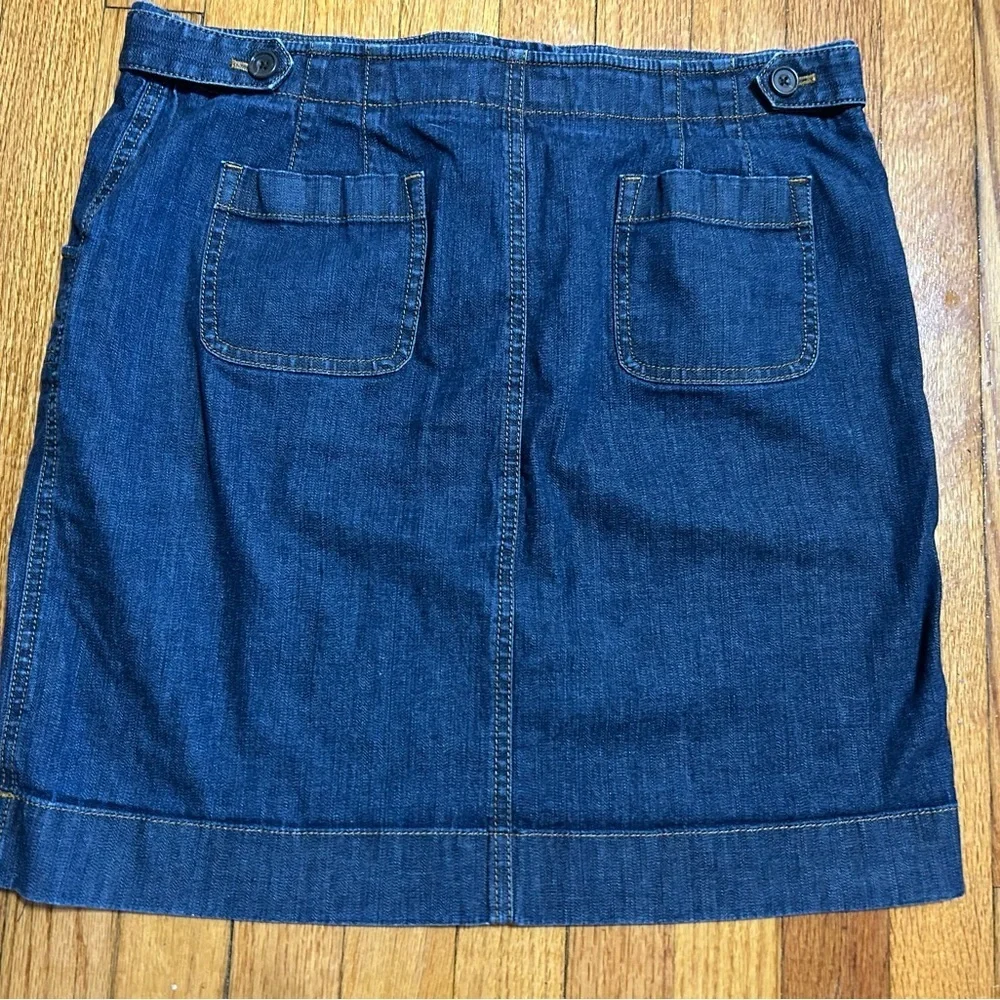 Ann Taylor Stretch Dark Denim Western Causal Skirt Size 8 With Pockets